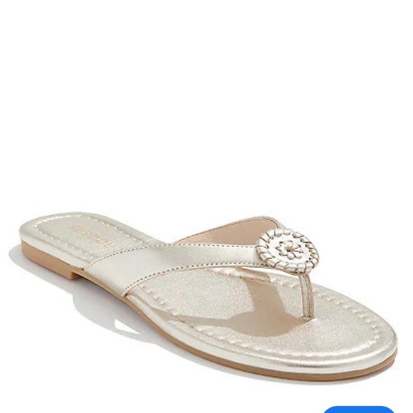 Jack Rogers Womens Rowan Gold Metallic Slip On Flats Flip-Flops Shoes Sz 6 - Picture 1 of 5